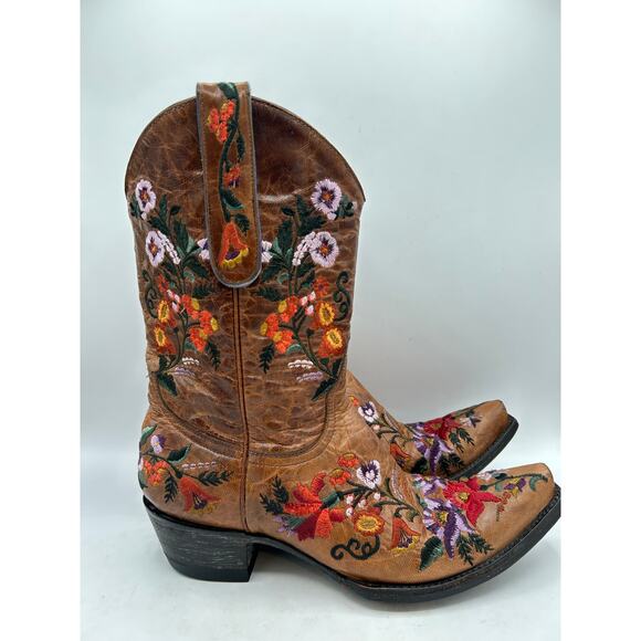 Old Gringo Women's Jasmine Embroidered Flower Brown Leather Western Boot - Picture 6 of 14
